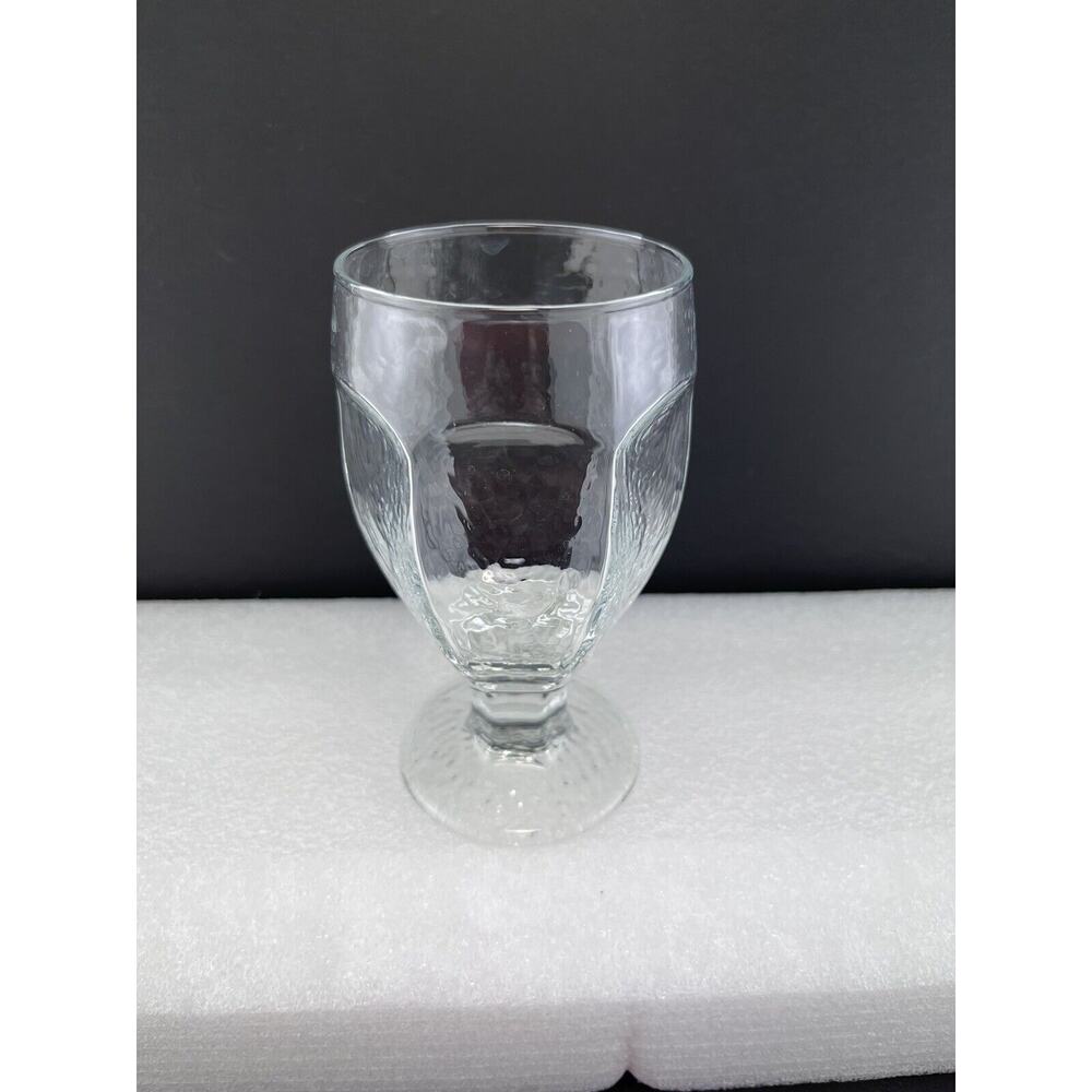 Libbey Chivalry Clear Glass 5.5" Banquet Goblets Vintage Textured Set of 4 EUC - Picture 4 of 7